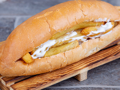 Pomme Frites French Fries With Mozzarella Cheese Sandwich
