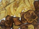 french fries with eggplant sandwich
