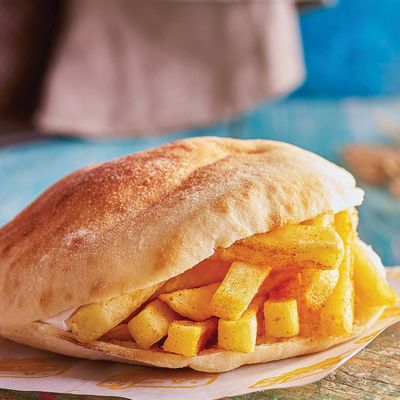 Potato fingers, ketchup and mayonnaise Sandwich