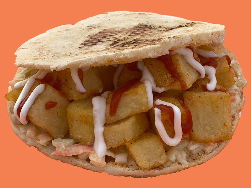 Fries With Ketchup And Mayonnaise Sandwich