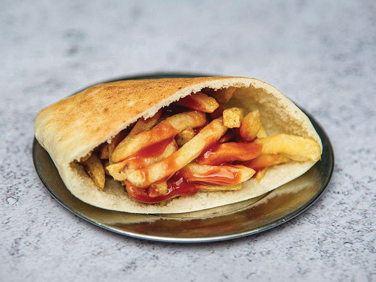 Potato ketchup sandwich