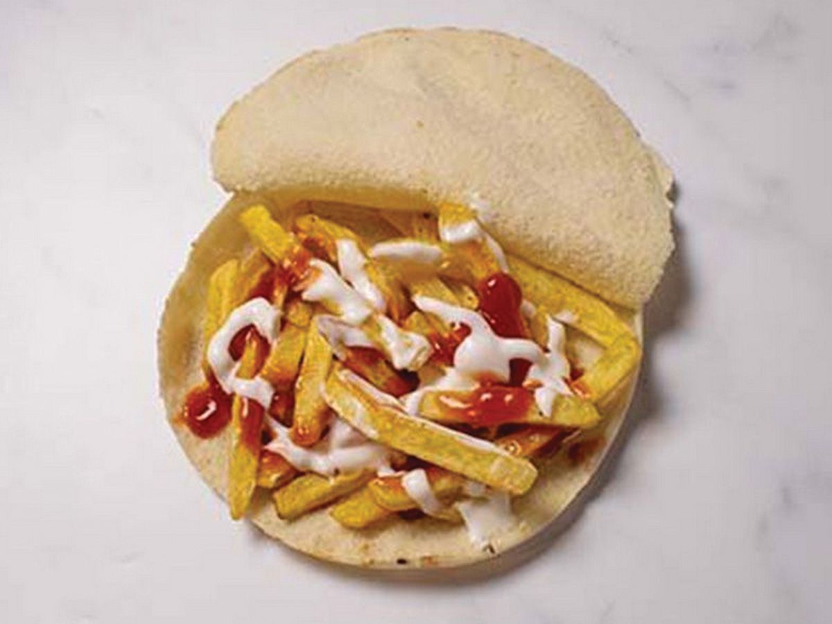 Potato ketchup mayo sandwich