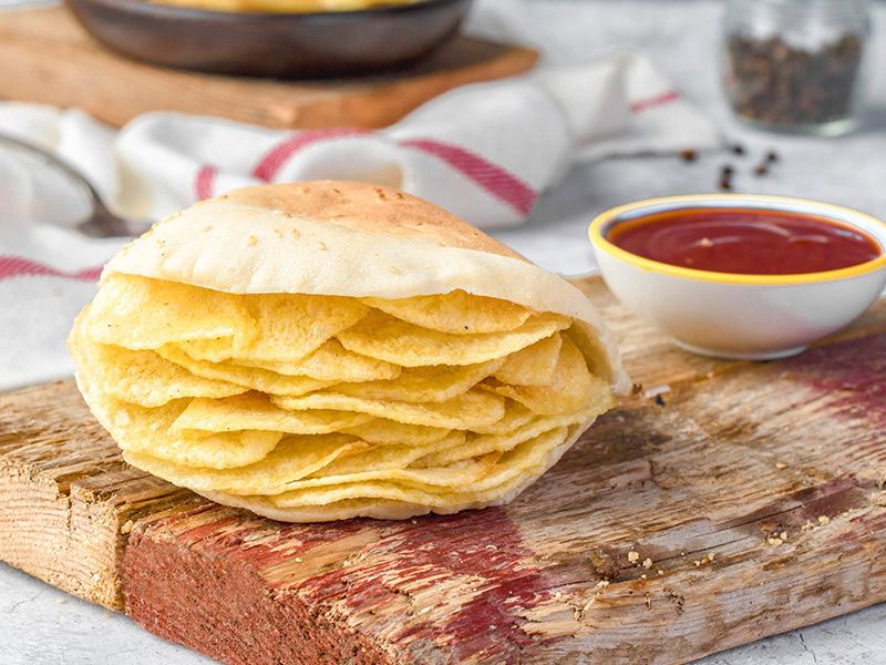 French Fries With Ketchup And Mayonnaise Sandwich