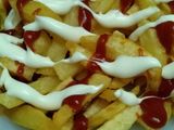 French Fries With Ketchup And Mayonnaise Sandwich