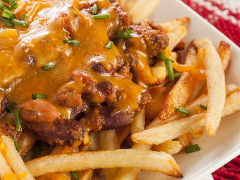 Hamburger And Sausage With French Fries