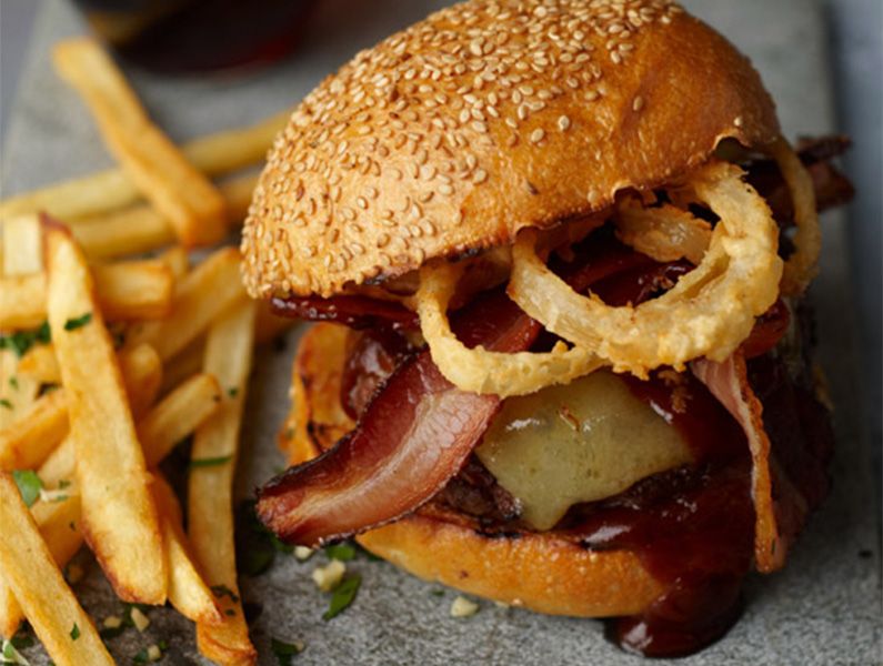 Onion Rings Burger Sandwich