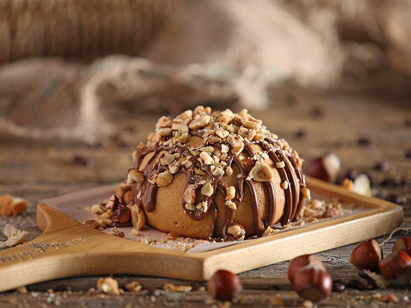 Bun With Adding Nuts With Nutella