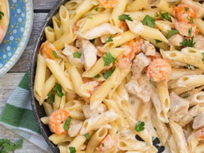 Shrimp With White Sauce Penne