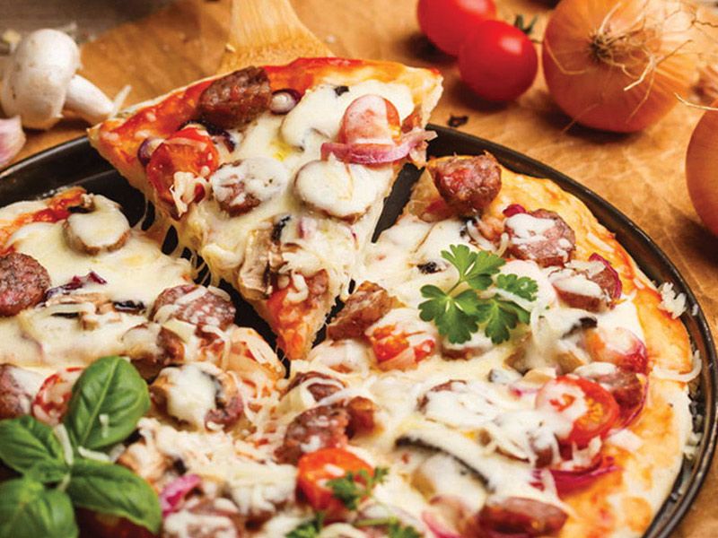 Pastrami And Hot Dog Pizza