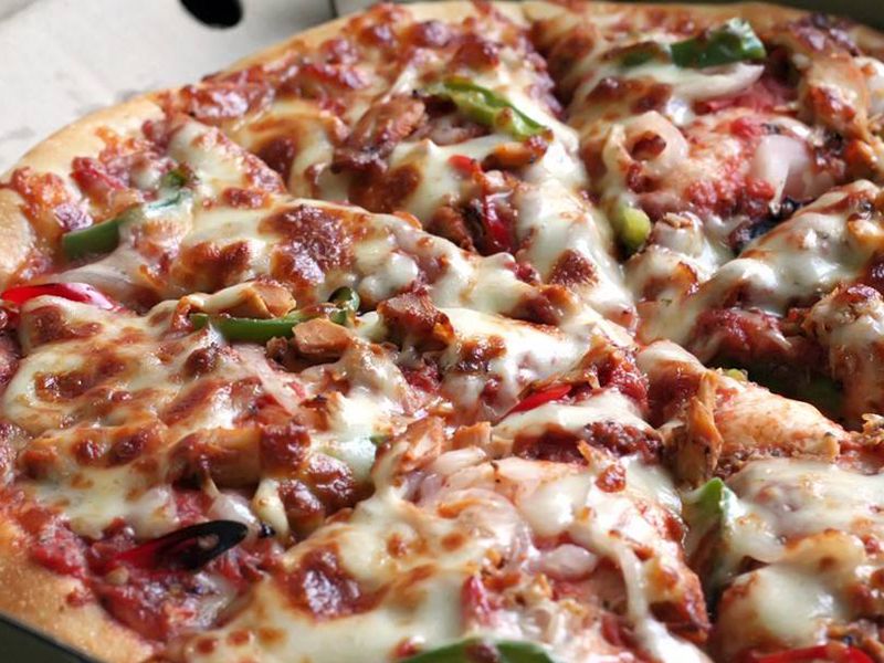 large Oriental Sausage pizza