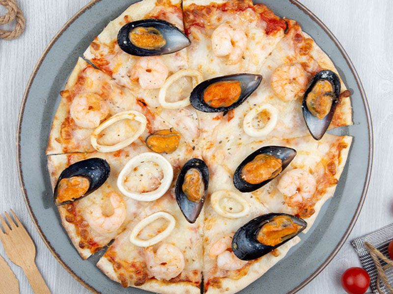 Seafood Pizza With Ajeen Ajeeb Sauce