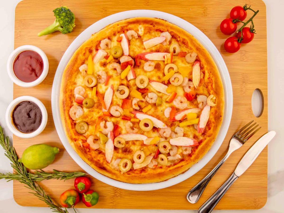 Seafood pizza