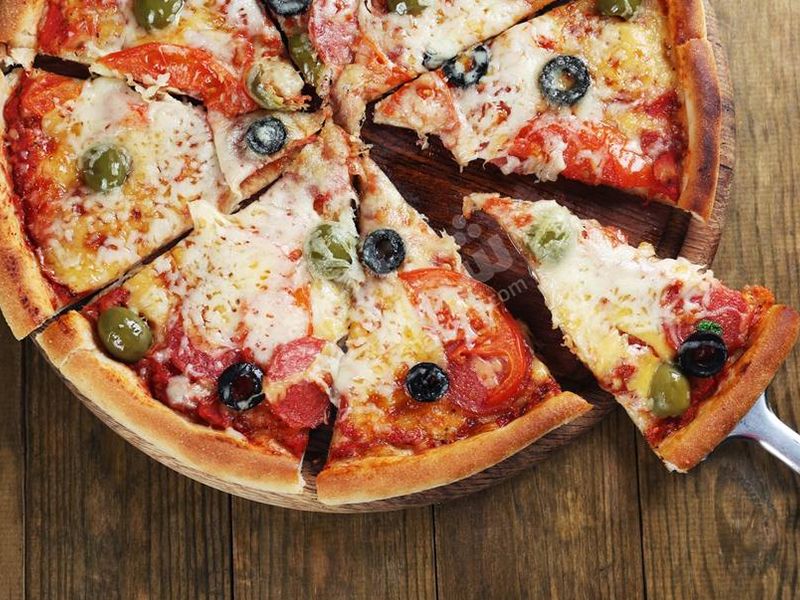 large hot dog pizza