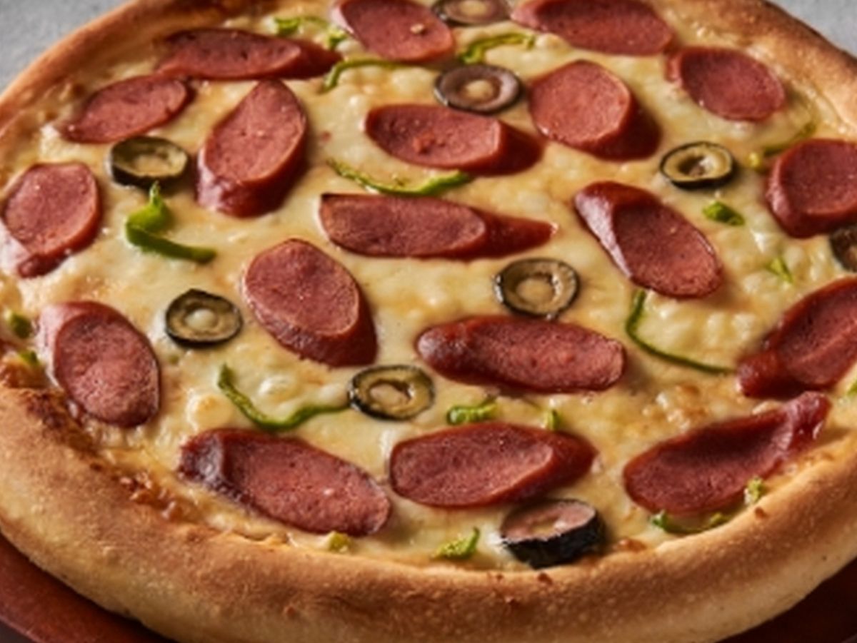 Large hot dog pizza