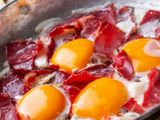 eggs with Kiri and pastrami