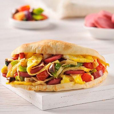 Fried Eggs With Sausage Sandwich