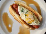 Eggs With Hot Dog Sandwich