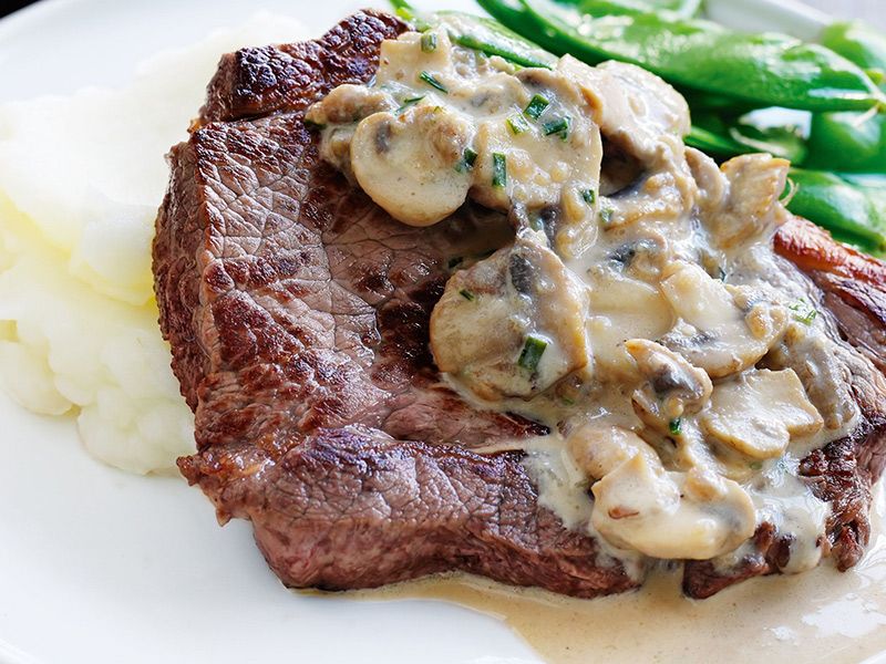 Beef Steak With Mushroom Sauce Platter