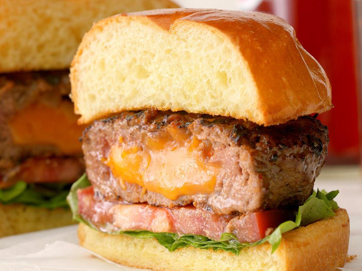 Beef Burger Stuffed with Cheese Fino Sandwich