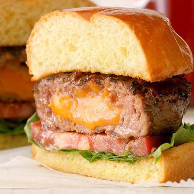 Beef Burger Stuffed With Cheese Sandwich