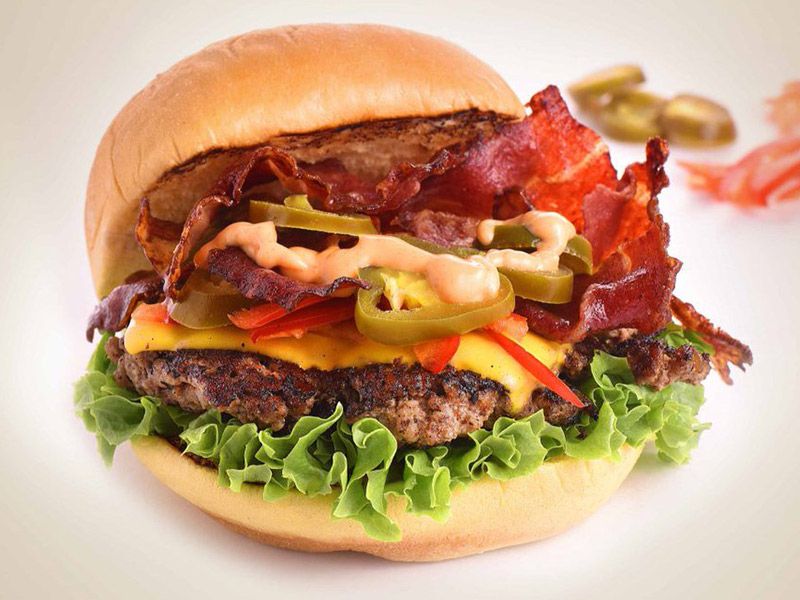 Beef Burger With Bacon Sandwich