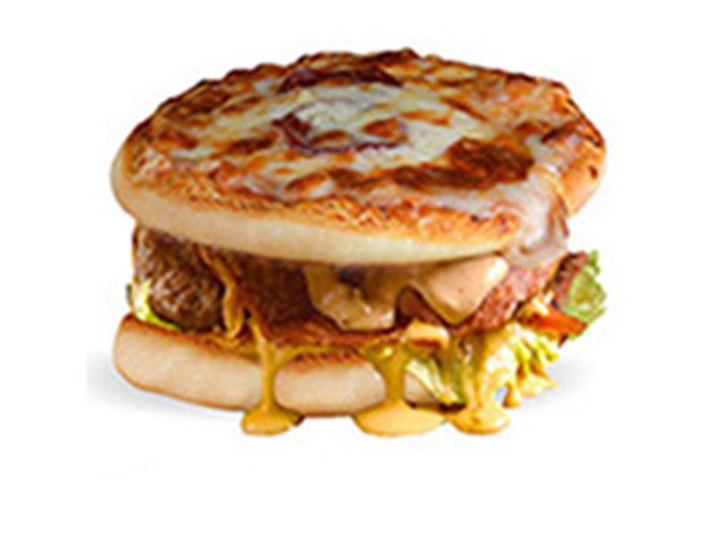 Beef Bacon With Burger Pizza Sandwich