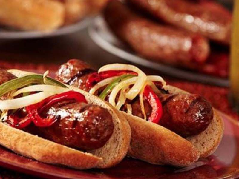 Hot Dog With Bacon And Mushroom Sandwich