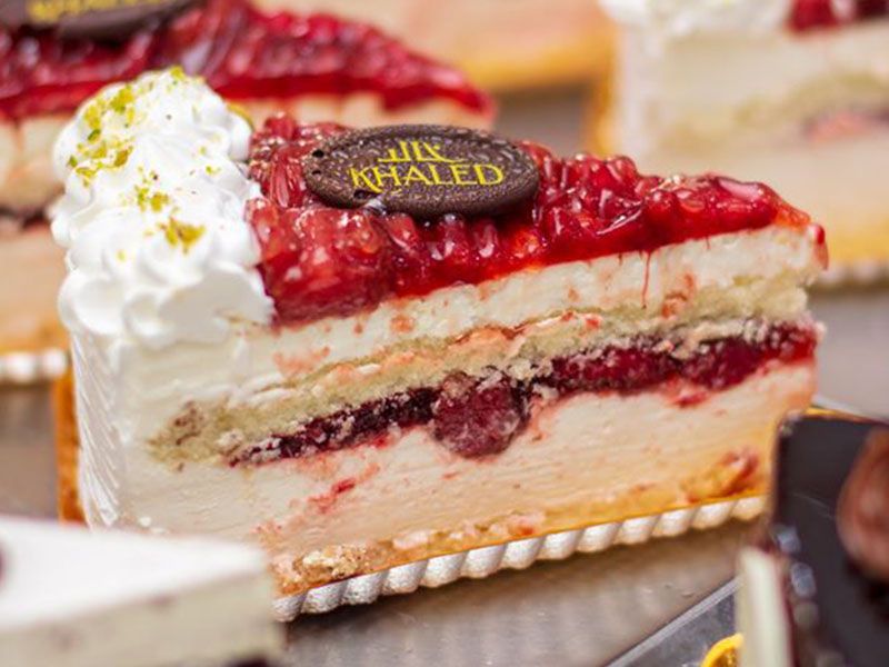 A piece of strawberry wills cake