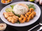 Shrimp And Fish Fillet With Mix Rice Meal