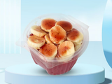 Jelly with Banana and Strawberry Sauce