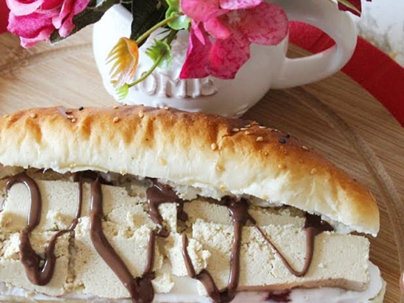 Halawa With Cream And Black Honey Sandwich