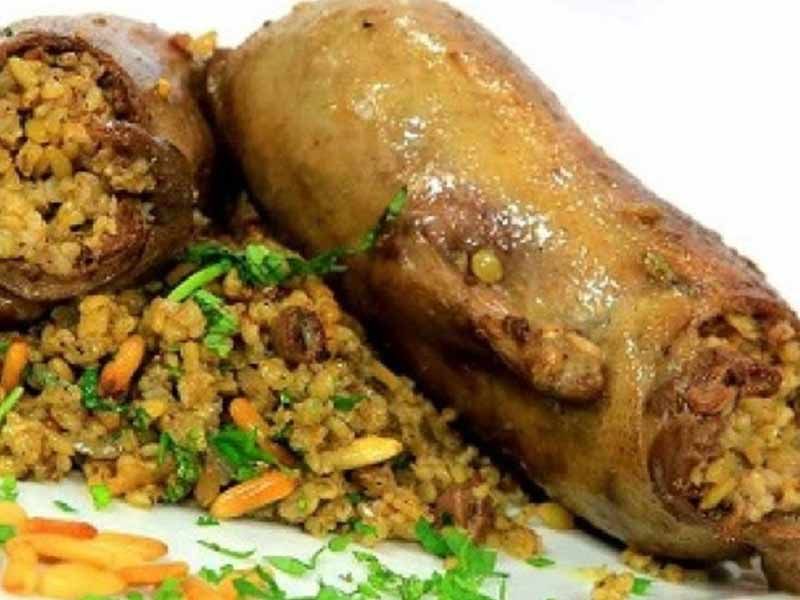 Stuffed Pigeon With Grits