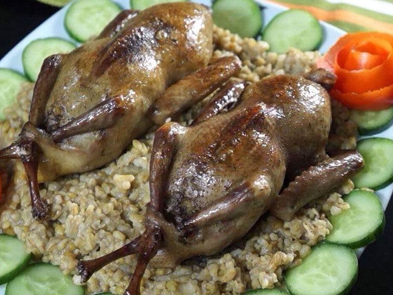 Stuffed Pigeon With Grits