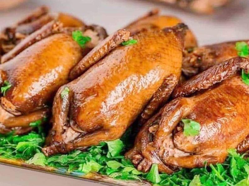 Stuffed Pigeon With Grits