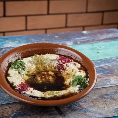 Fine Hummus with Pomegranate Molasses