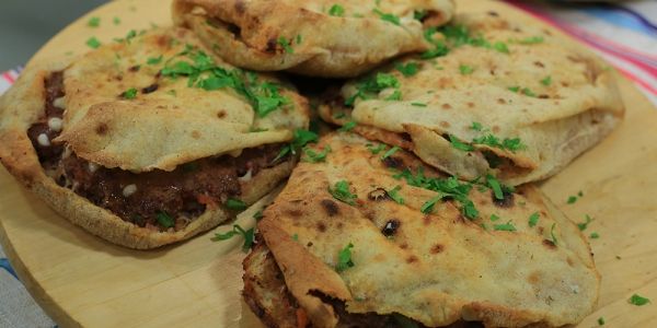 Liver Hawawshi With Mozzarella Cheese Sandwich