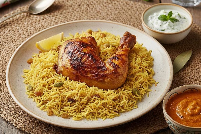 Quarter Jumbo Chicken Thigh + Rice + Vegetables