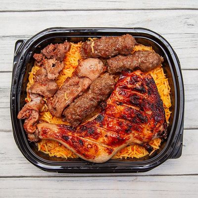 1/8 kebab, 1/4 chicken, kofta with rice Meal
