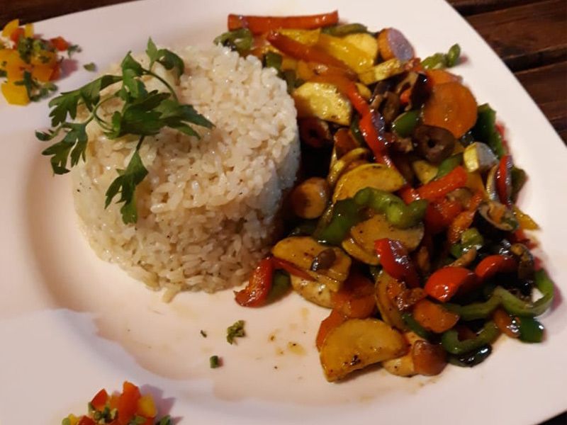 White Rice With Vegetable Fajita
