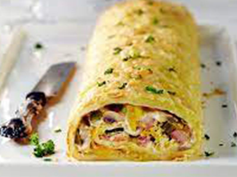 Chicken Roll Pie with Special Ajeen Sauce