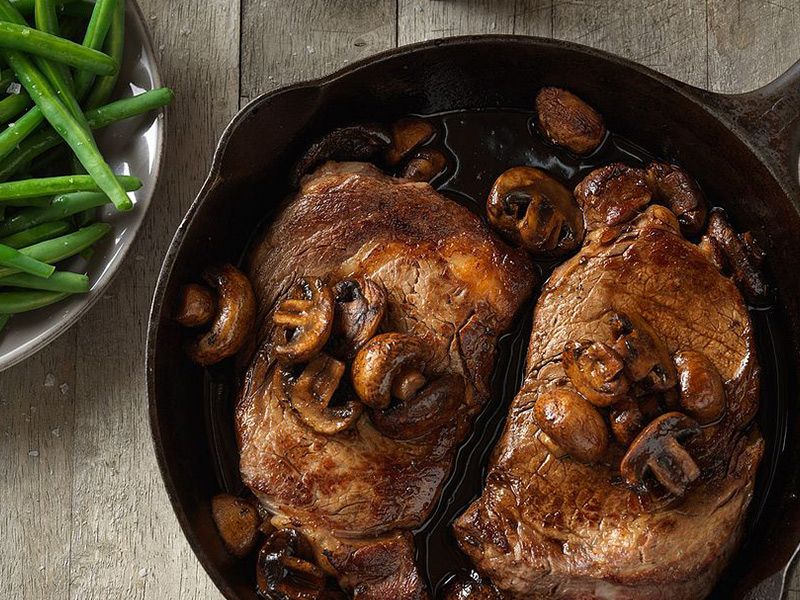 Rib Eye Steak With Mushroom Sauce Platter