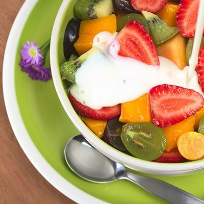Yogurt with fruit pieces