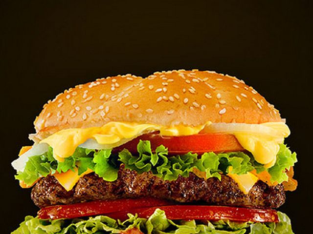 Plain burger sandwich with fries and Pepsi