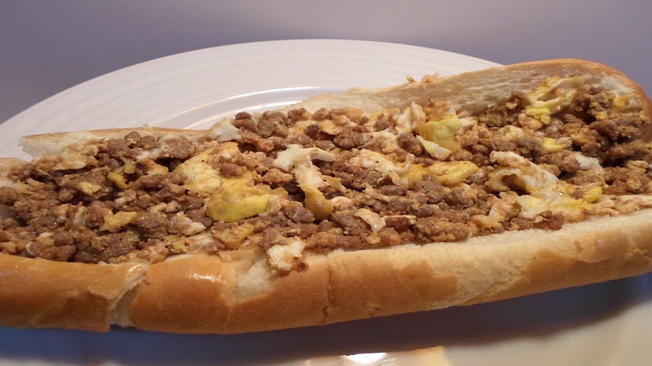 Omelette With Minced Meat Sandwich