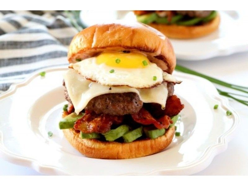 Beef Burger With Eggs Sandwich