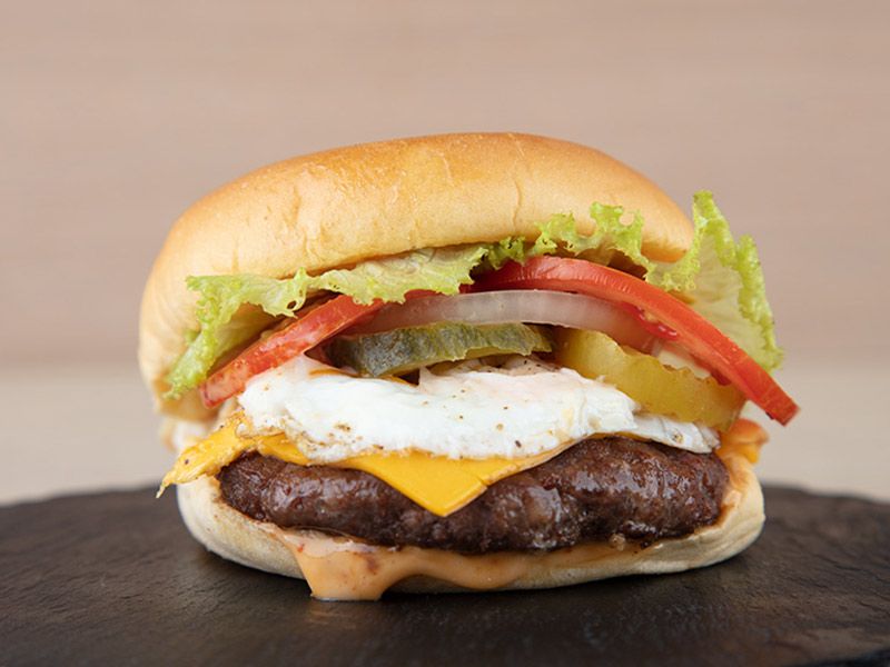 Beef Burger With Eggs Sandwich