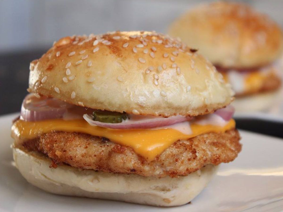 Chicken burger with cheddar