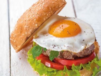 Beef Burger With Eggs Sandwich