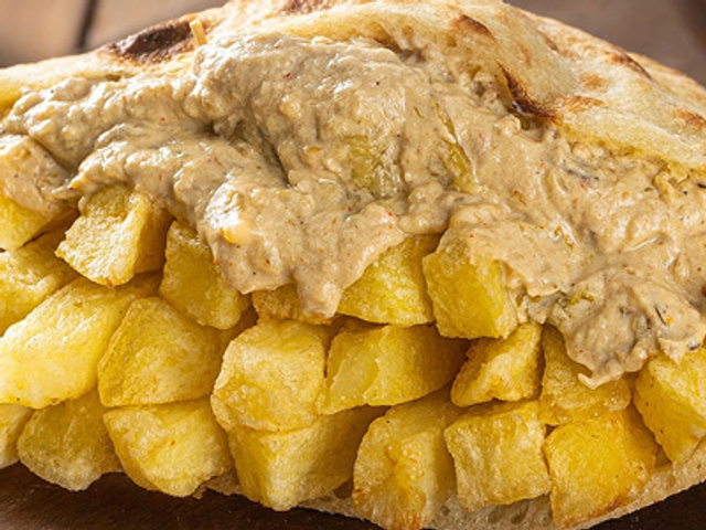 Mix Fries And Baba Ghannoug Sandwich