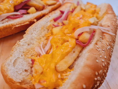 French Fries With Cheddar Cheese Sandwich